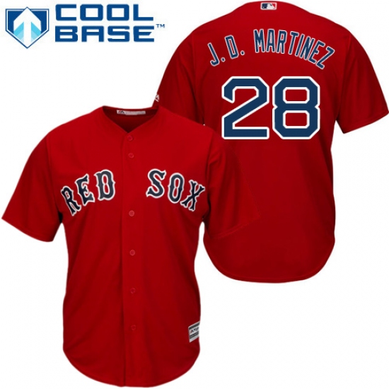 Men's Majestic Boston Red Sox 28 J. D. Martinez Replica Red Alternate Home Cool Base MLB Jersey
