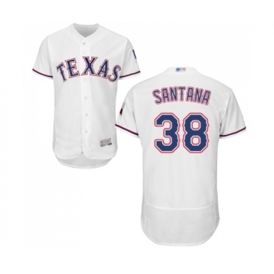 Men's Texas Rangers 38 Danny Santana White Home Flex Base Authentic Collection Baseball Jersey