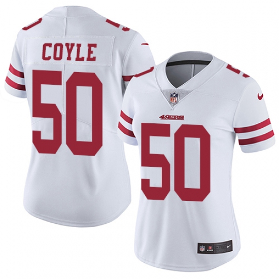 Women Nike San Francisco 49ers 50 Brock Coyle White Vapor Untouchable Elite Player NFL Jersey