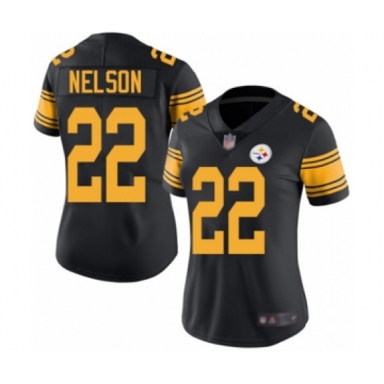 Women's Pittsburgh Steelers 22 Steven Nelson Limited Black Rush Vapor Untouchable Football Jersey