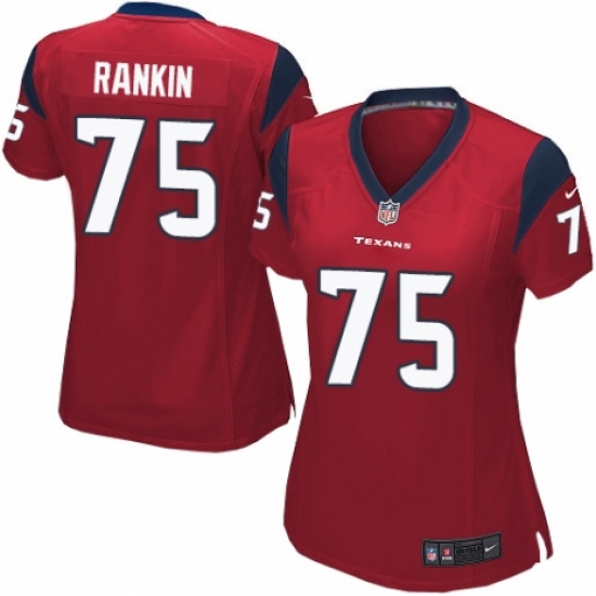 Women's Nike Houston Texans 75 Martinas Rankin Game Red Alternate NFL Jersey