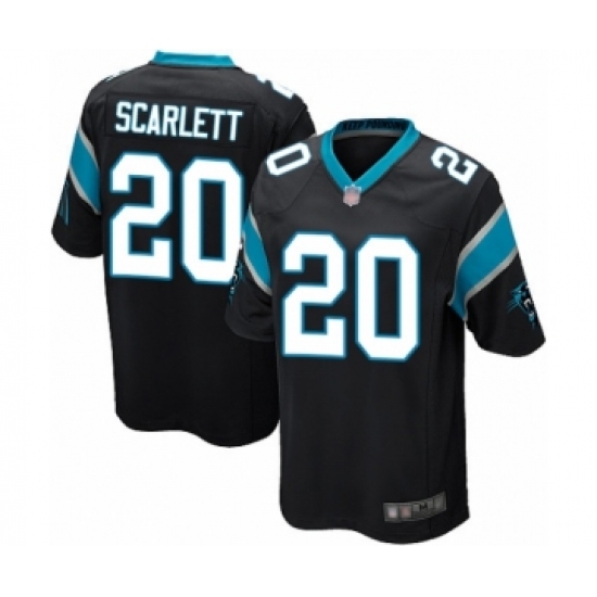 Men's Carolina Panthers 20 Jordan Scarlett Game Black Team Color Football Jersey