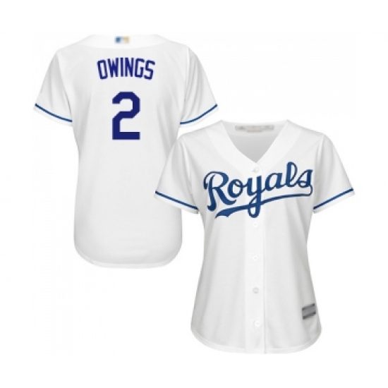 Women's Kansas City Royals 2 Chris Owings Replica White Home Cool Base Baseball Jersey