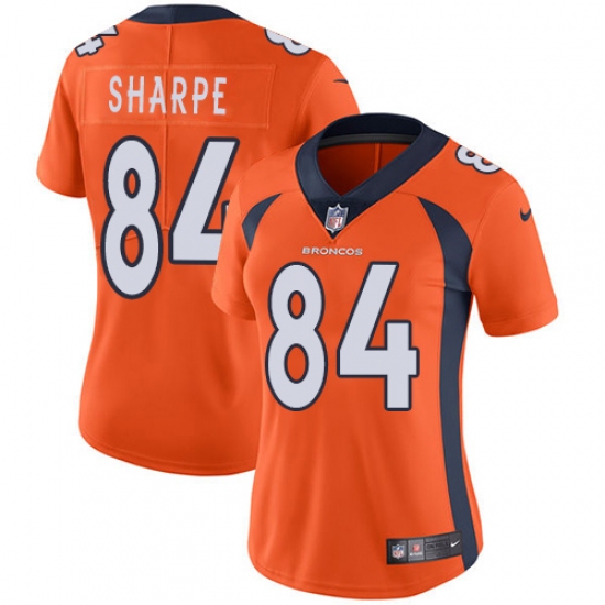 Women's Nike Denver Broncos 84 Shannon Sharpe Orange Team Color Vapor Untouchable Limited Player NFL Jersey