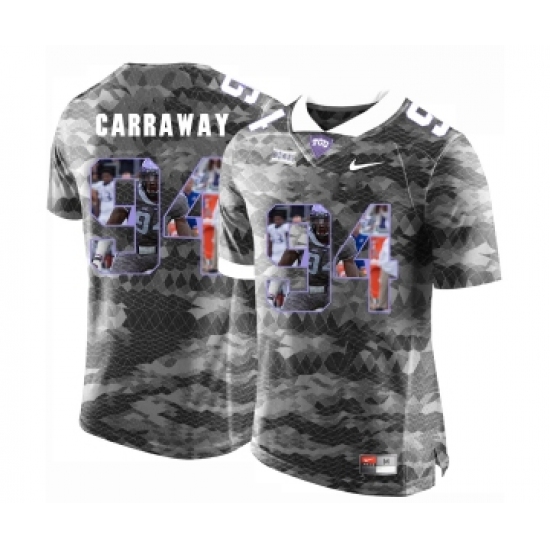 TCU Horned Frogs 94 Josh Carraway Gray With Portrait Print College Football Limited Jersey