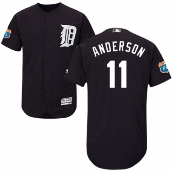 Men's Majestic Detroit Tigers 11 Sparky Anderson Navy Blue Alternate Flex Base Authentic Collection MLB Jersey