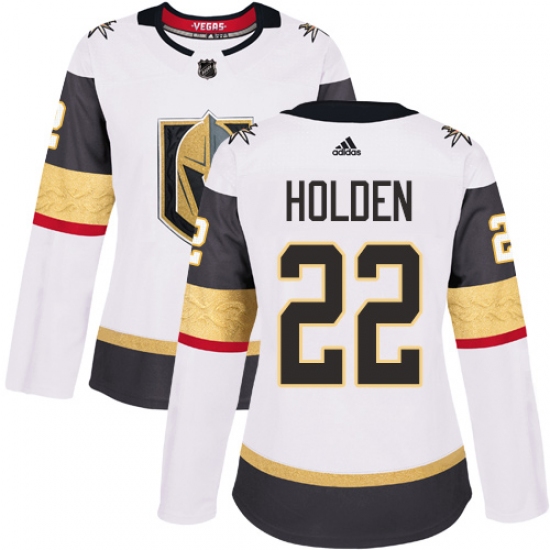 Women's Adidas Vegas Golden Knights 22 Nick Holden Authentic White Away NHL Jersey