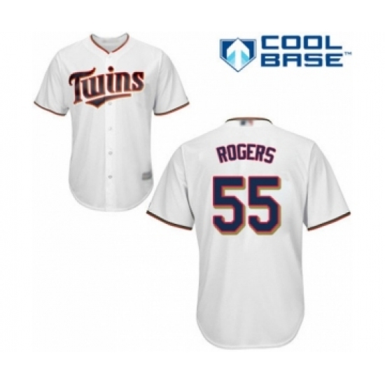 Youth Minnesota Twins 55 Taylor Rogers Authentic White Home Cool Base Baseball Player Jersey