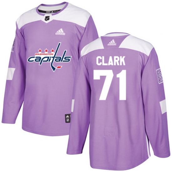 Men's Adidas Washington Capitals 71 Kody Clark Authentic Purple Fights Cancer Practice NHL Jersey
