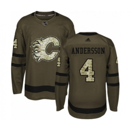 Men's Adidas Calgary Flames 4 Rasmus Andersson Authentic Green Salute to Service NHL Jersey