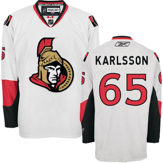 Women's Reebok Ottawa Senators 65 Erik Karlsson Authentic White Away NHL Jersey