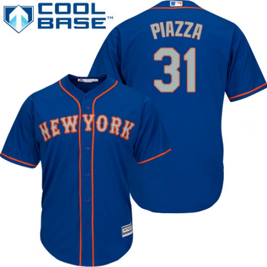 Men's Majestic New York Mets 31 Mike Piazza Replica Royal Blue Alternate Road Cool Base MLB Jersey
