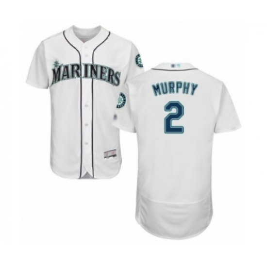 Men's Seattle Mariners 2 Tom Murphy White Home Flex Base Authentic Collection Baseball Player Jersey