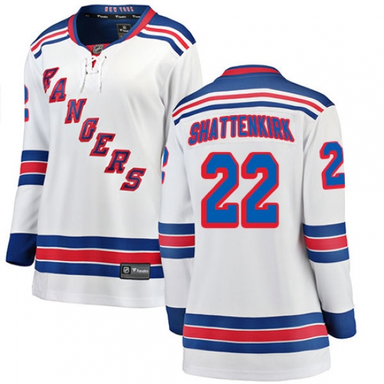Women's New York Rangers 22 Kevin Shattenkirk Fanatics Branded White Away Breakaway NHL Jersey