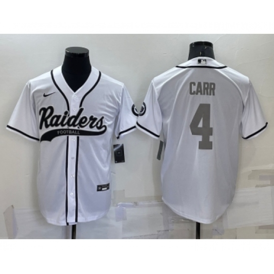 Men's Las Vegas Raiders 4 Derek Carr White Grey Stitched MLB Cool Base Nike Baseball Jersey