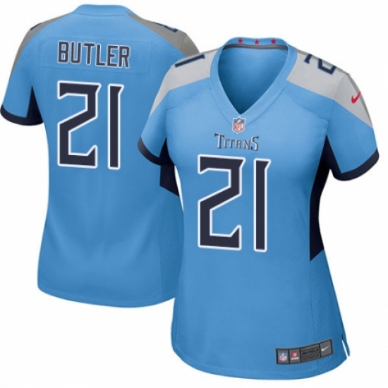 Women's Nike Tennessee Titans 21 Malcolm Butler Game Light Blue Alternate NFL Jersey