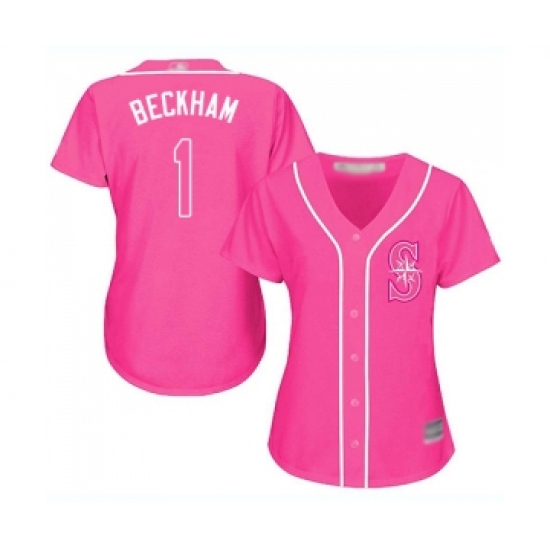 Women's Seattle Mariners 1 Tim Beckham Replica Pink Fashion Cool Base Baseball Jersey