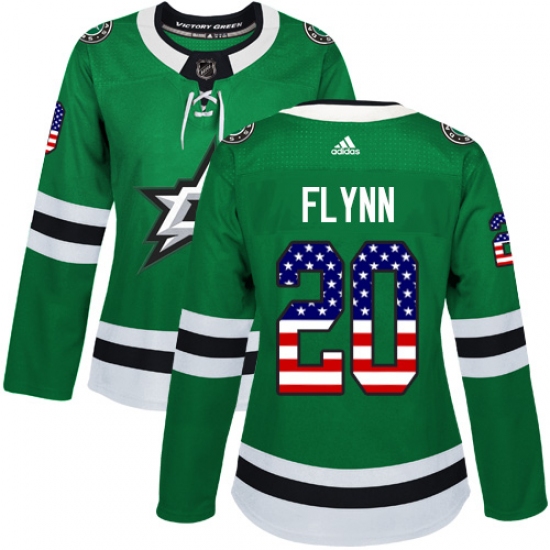 Women's Adidas Dallas Stars 20 Brian Flynn Authentic Green USA Flag Fashion NHL Jersey