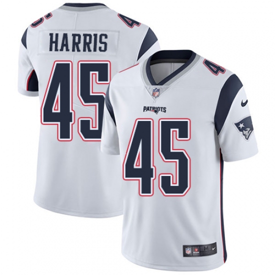Youth Nike New England Patriots 45 David Harris White Vapor Untouchable Limited Player NFL Jersey