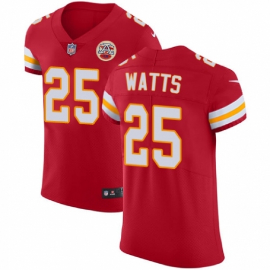 Men's Nike Kansas City Chiefs 25 Armani Watts Red Team Color Vapor Untouchable Elite Player NFL Jersey
