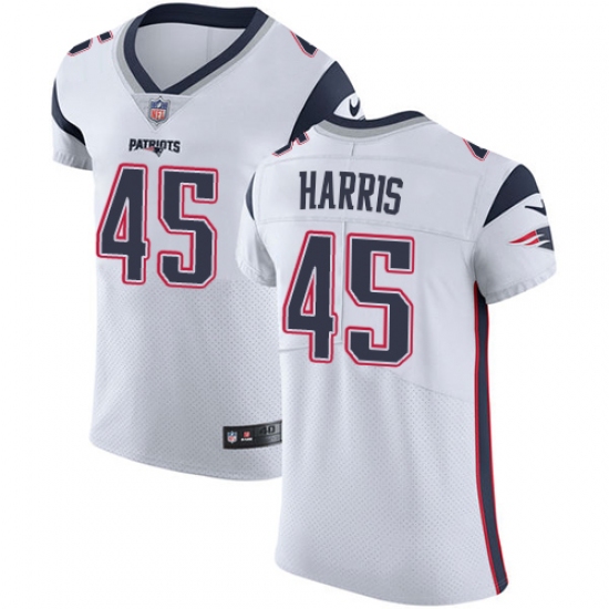 Men's Nike New England Patriots 45 David Harris White Vapor Untouchable Elite Player NFL Jersey