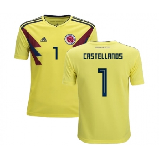 Colombia 1 Castellanos Home Kid Soccer Country Jersey
