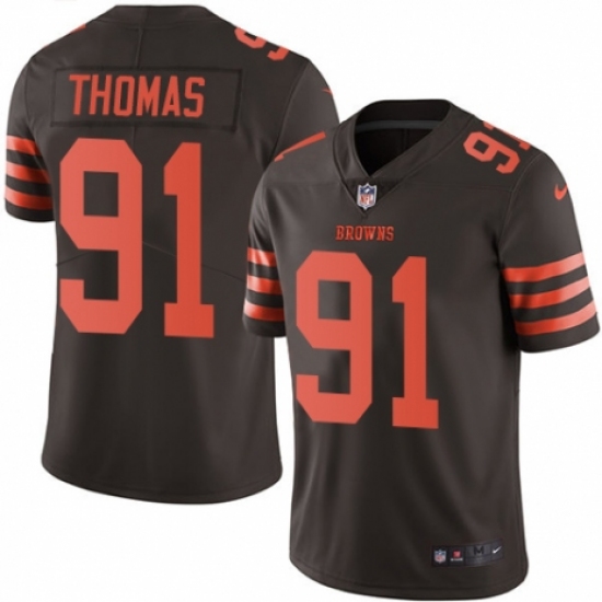 Men's Nike Cleveland Browns 91 Chad Thomas Limited Brown Rush Vapor Untouchable NFL Jersey