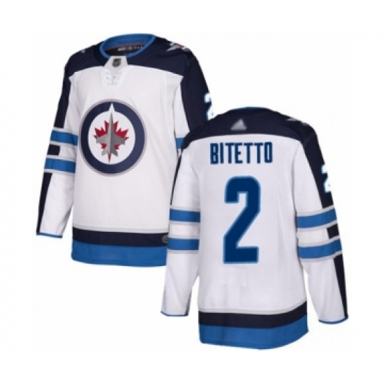 Men's Winnipeg Jets 2 Anthony Bitetto Authentic White Away Hockey Jersey
