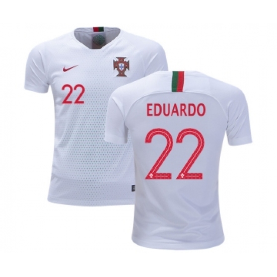 Portugal 22 Eduardo Away Kid Soccer Country Jersey