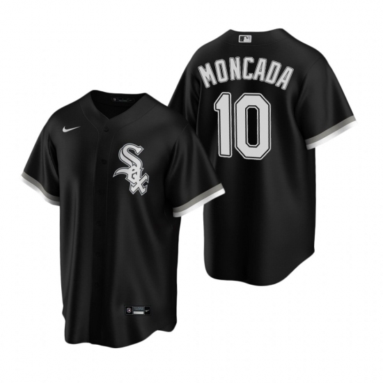 Men's Nike Chicago White Sox 10 Yoan Moncada Black Alternate Stitched Baseball Jersey