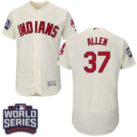 Men's Majestic Cleveland Indians 37 Cody Allen Cream 2016 World Series Bound Flexbase Authentic Collection MLB Jersey