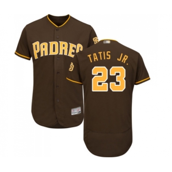 Men's San Diego Padres 23 Fernando Tatis Jr. Brown Alternate Flex Base Authentic Collection Baseball Jersey