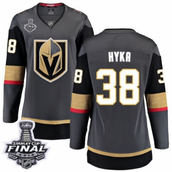 Women's Vegas Golden Knights 38 Tomas Hyka Authentic Black Home Fanatics Branded Breakaway 2018 Stanley Cup Final NHL Jersey