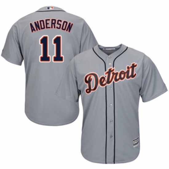 Men's Majestic Detroit Tigers 11 Sparky Anderson Replica Grey Road Cool Base MLB Jersey