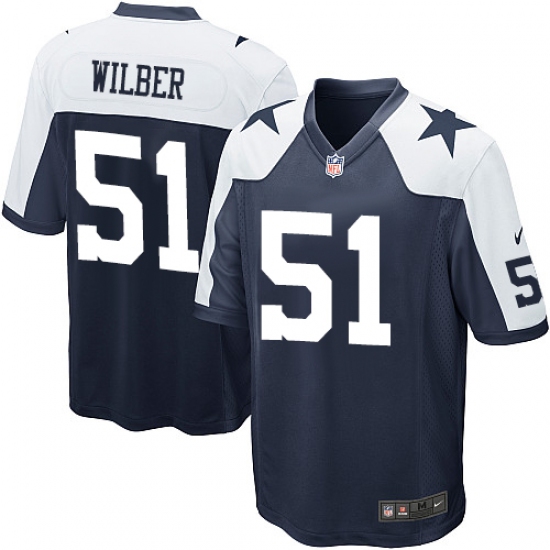 Men's Nike Dallas Cowboys 51 Kyle Wilber Game Navy Blue Throwback Alternate NFL Jersey