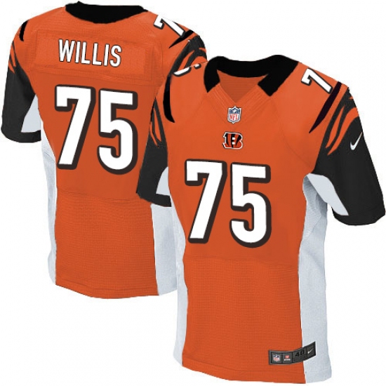 Men's Nike Cincinnati Bengals 75 Jordan Willis Elite Orange Alternate NFL Jersey