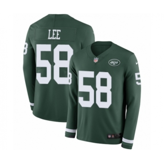 Men's Nike New York Jets 58 Darron Lee Limited Green Therma Long Sleeve NFL Jersey