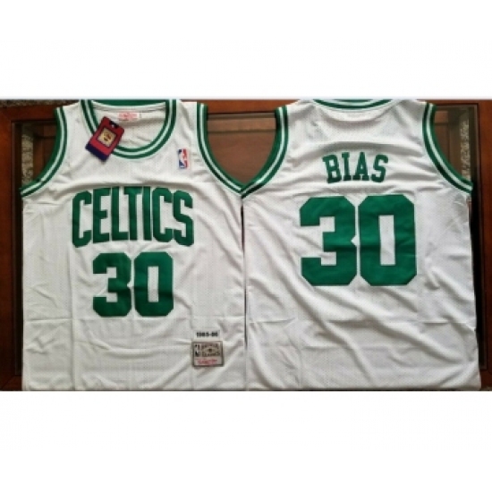 Men's Boston Celtics 30 Len Bias White Swingman Throwback Jersey