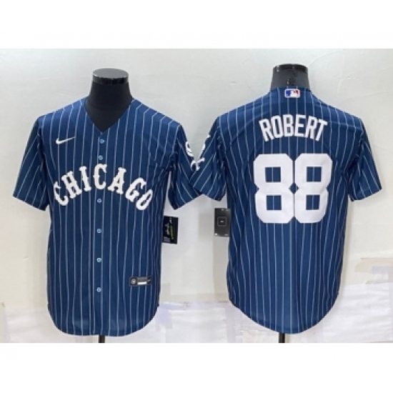 Men's Chicago White Sox 88 Luis Robert Navy Cool Base Stitched Jersey