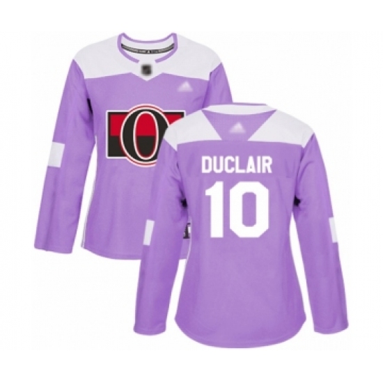 Women's Ottawa Senators 10 Anthony Duclair Authentic Purple Fights Cancer Practice Hockey Jersey