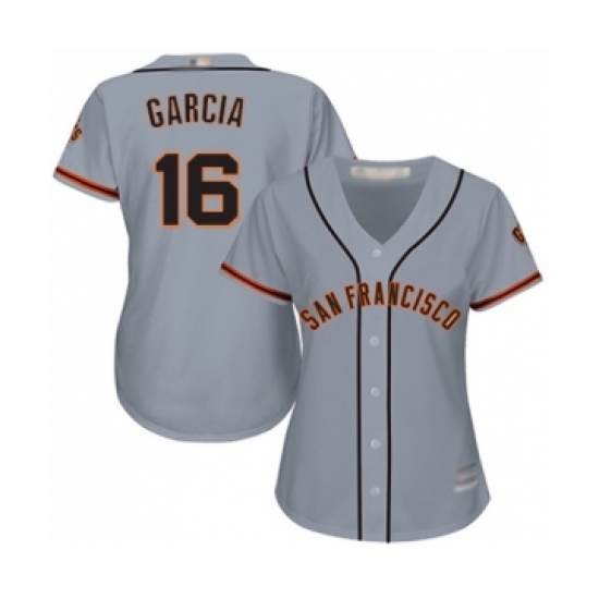 Women's San Francisco Giants 16 Aramis Garcia Authentic Grey Road Cool Base Baseball Player Jersey