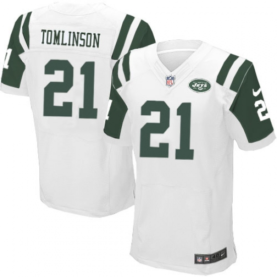Men's Nike New York Jets 21 LaDainian Tomlinson Elite White NFL Jersey
