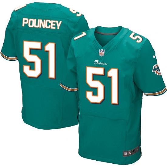 Men's Nike Miami Dolphins 51 Mike Pouncey Elite Aqua Green Team Color NFL Jersey