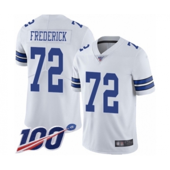 Men's Dallas Cowboys 72 Travis Frederick White Vapor Untouchable Limited Player 100th Season Football Jersey