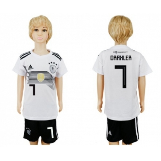 Germany 7 Draxler White Home Kid Soccer Country Jersey