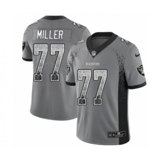 Men's Nike Oakland Raiders 77 Kolton Miller Limited Gray Rush Drift Fashion NFL Jersey