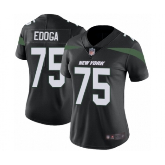Women's New York Jets 75 Chuma Edoga Limited Navy Blue Alternate Football Jersey
