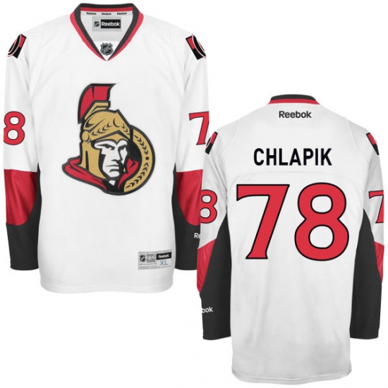 Women's Reebok Ottawa Senators 78 Filip Chlapik Authentic White Away NHL Jersey