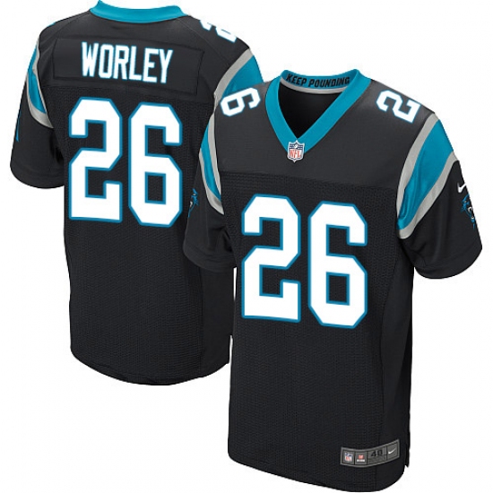 Men's Nike Carolina Panthers 26 Daryl Worley Elite Black Team Color NFL Jersey