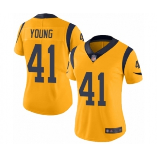 Women's Los Angeles Rams 41 Kenny Young Limited Gold Rush Vapor Untouchable Football Jersey